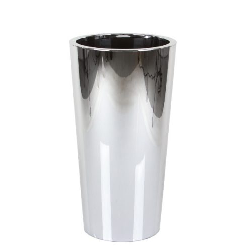  Euro3plast flowerpot 33 cm x 33 x 61 cm diameter 33 cm plastic chrome, grey and silver tones