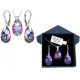  SILVER JEWELRY SET WITH SWAROVSKI CRYSTALS ALMOND 16mm SILVER 925