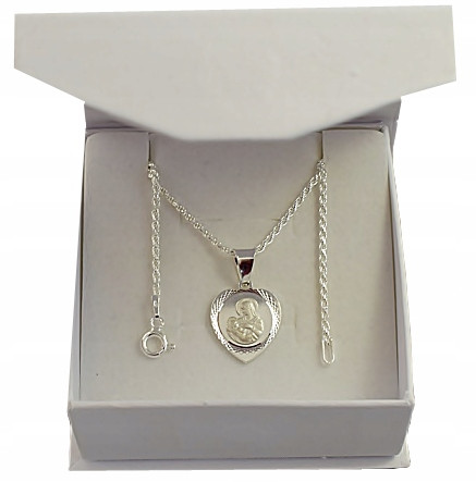  Silver Women's Chain Corda with Heart Medallion pr 925 Free Engraving