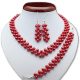  JEWELRY SET PEARLS RED NECKLACE evening