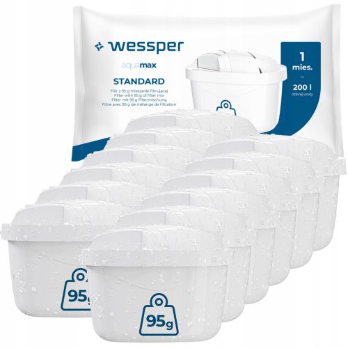  Wessper aquamax 95g filter cartridge for Brita water jug - 12 pieces