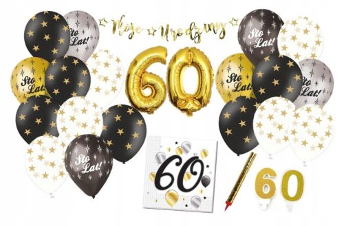  Happy Birthday 60th Birthday Set with Balloons and Banner