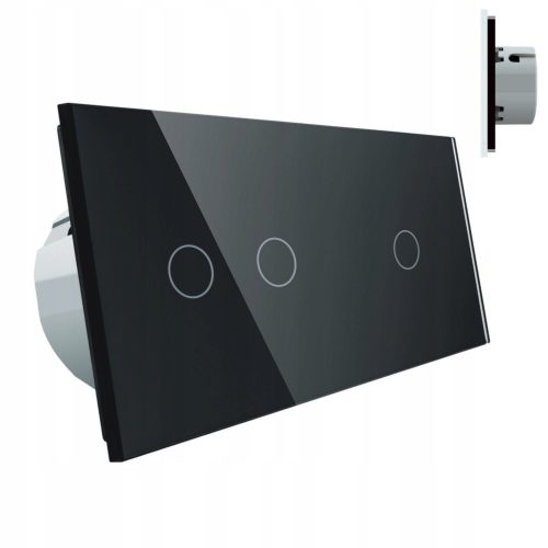 Triple touch switch, flush-mounted Livolo black VL-C7012-62