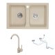 DARFOR DG two-bowl sink, granite, beige tones