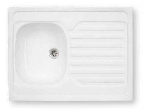 Polimat single-bowl sink made of white acrylic polypropylene