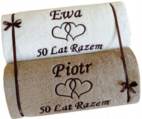  EMBROIDERED towels as a gift for wedding anniversary, golden anniversary