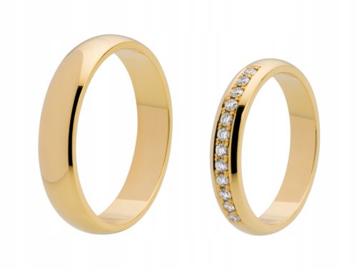  585 GOLD WEDDING RINGS with 12 DIAMONDS 0.18ct