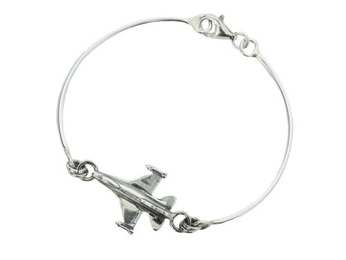  Silver one-piece f-16 aircraft bracelet