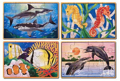  MELISSA DOUG SEA ANIMALS 4 BOX PUZZLES