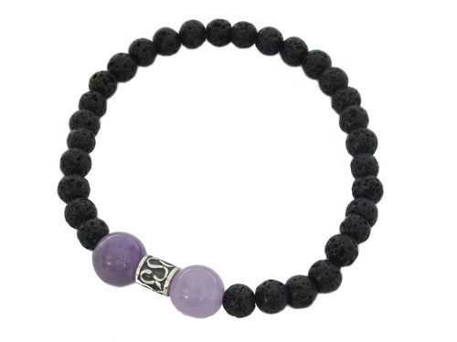  Men's bracelet stones amethyst lava vulcan silver