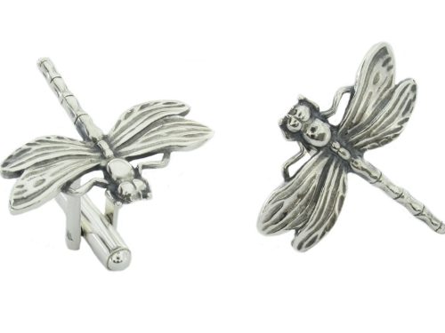  Silver cufflinks large dragonfly insect