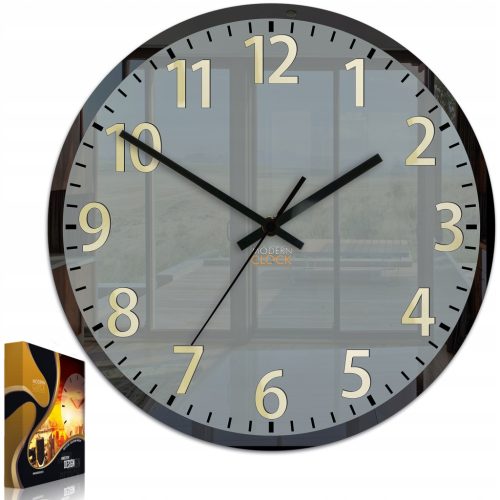  ModernClock Wall Clock, Black, Grey Tones, Gold, 30 cm