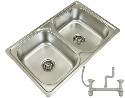 Azure blue two-bowl sink - Exclusive stainless steel sink