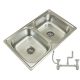 Azure blue two-bowl sink - Exclusive stainless steel sink