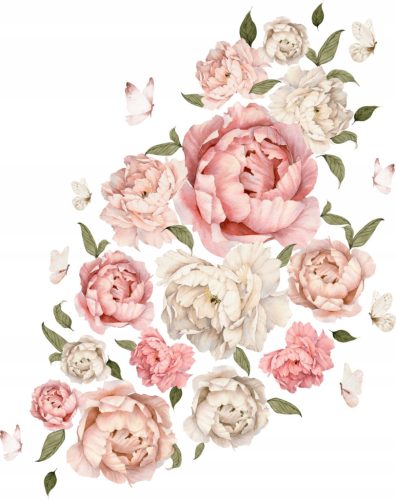  Wall Sticker Set Flowers Peonies 2 60x100