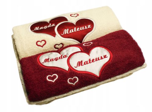  GIFT-Towels with embroidery in basket, wedding, anniversary.