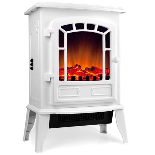 Freestanding fireplace with heating function, electric, white, 2000 W, 39 x 56 x 25 cm