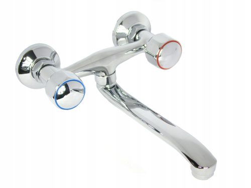 Wall-mounted washbasin faucet, chrome