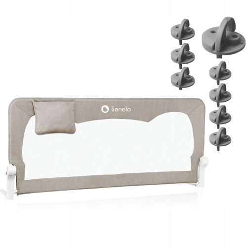  Safety railing BED SAFETY GATE HIGH 150x66cm BEIGE Lionelo Hanna + protection of the socket contacts GREY 8x Lionelo