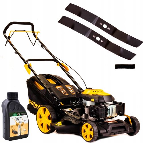 Petrol lawn mower - Riwall petrol lawn mower with basket, 196 cm³ capacity. Basket 65 l, cutting width 51 cm