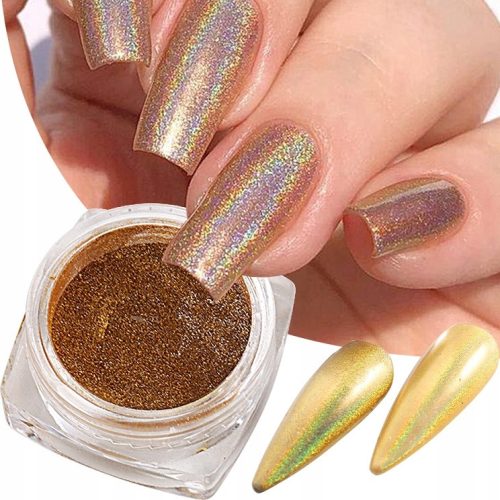  HOLO GOLD GLITTER NAIL DUST GOLD HOLOGRAPHIC GLITTER