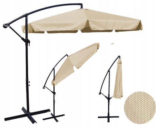 Parasol for terrace and garden - Expand umbrella with boom, 350 x 250 cm, beige