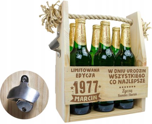  BIRTHDAY BEER CART WITH OPENER ENGRAVED GIFT 30 40