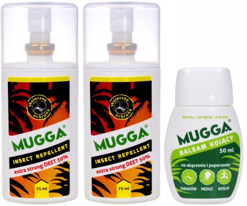  2× Mugga Deet Mosquito and Tick Spray 50% 75 ml + Mugga Mosquito Repellent Liquid 0.068 kg 50 ml