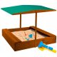 Sandpit with roof 120x120cm, wood, brown, from 3 years