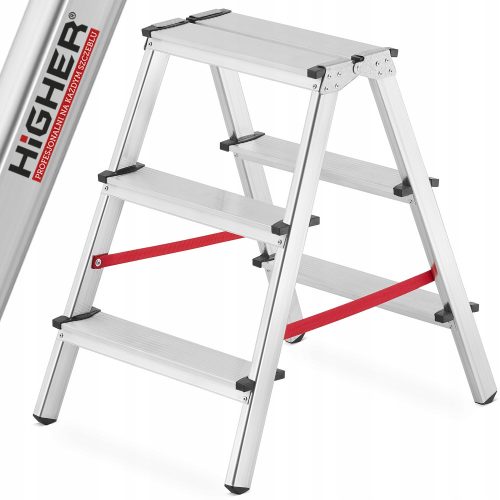 Higher ladder 2.65 m aluminum 1 x 2 up to 125 kg