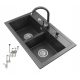 Granitan DUET two-bowl sink, black granite