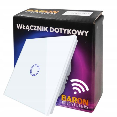 WIFI touch switch, white, single LED, glass