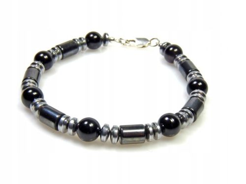  Men's bracelet onyx and hematite rolls