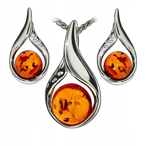  SET set with AMBER chain SILVER 925