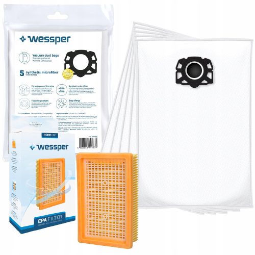  PROLINE eco synthetic vacuum cleaner bags 5 pcs. + Wessper filter for Kärcher vacuum cleaners, replacement 2.863-005.0