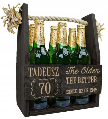  BEER CARRIER BOX WITH ENGRAVING FOR BIRTHDAY PERSONALIZED GIFT