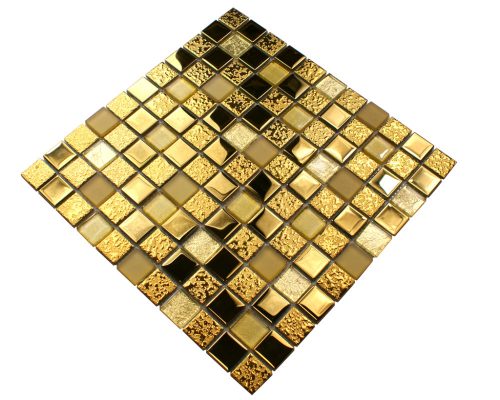 Englass glass mosaic 30 x 30 cm in the colors yellow and gold