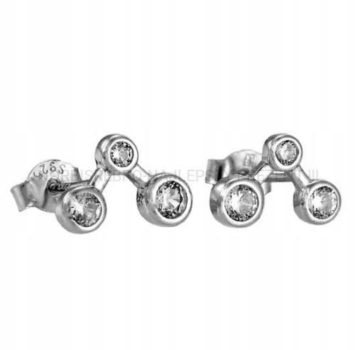  Silver Rhodium-Plated Stud Earrings with Cubic Zirconia