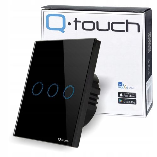 Triple touch switch, flush-mounted Q-touch black QBP.W3- TOUCH