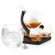  WHISKY SET GLOBE CARAFE 4 GLASSES WITH ENGRAVING