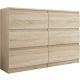  Mobene Modern Chest of Drawers 140 x 30 x 77 cm, matt Sonoma oak