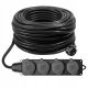 Strip extension cable, garden, single Adelid 5 m, 4 pcs. sockets, black