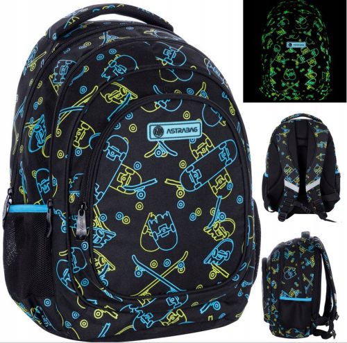 AstraBag AB330 Neon Effect Skate School Backpack for Young Students