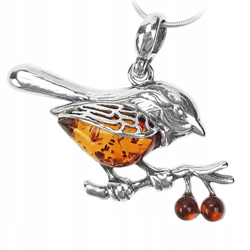  SPARROW bird pendant with AMBER chain