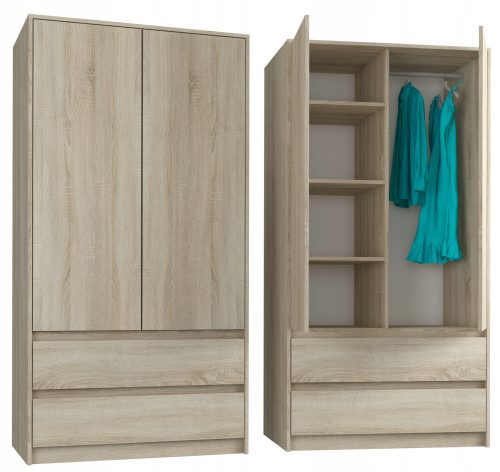  Mobene Modern Wardrobe 90 x 180 x 51 cm, Sonoma Oak