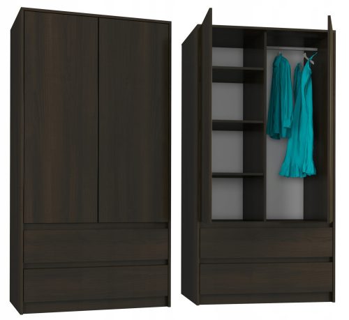  Mobene Modern Wardrobe 90 x 180 x 55 cm Wenge Drawer