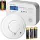 Virone DC-3 carbon monoxide detector white + smoke and fire detector, loud battery-operated detector