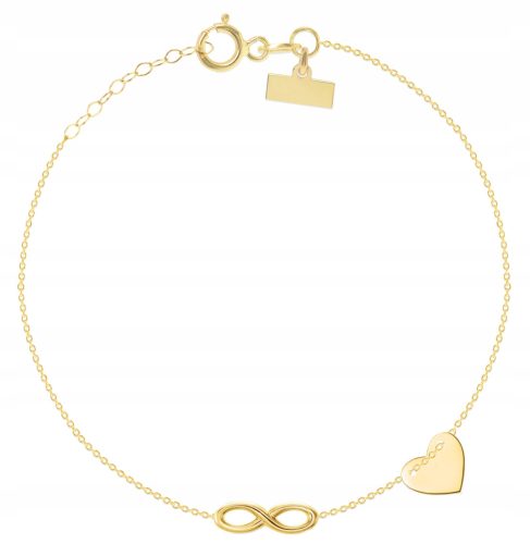  GOLDEN INFINITY BRACELET HEART LOVE 333