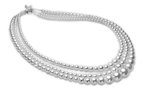  Jablonex Wedding Ball White Pearls Triple Necklace