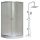 Invena Vitoria shower cubicle double sliding doors 90 x 90 cm + Kuchinox Hiro surface-mounted shower set